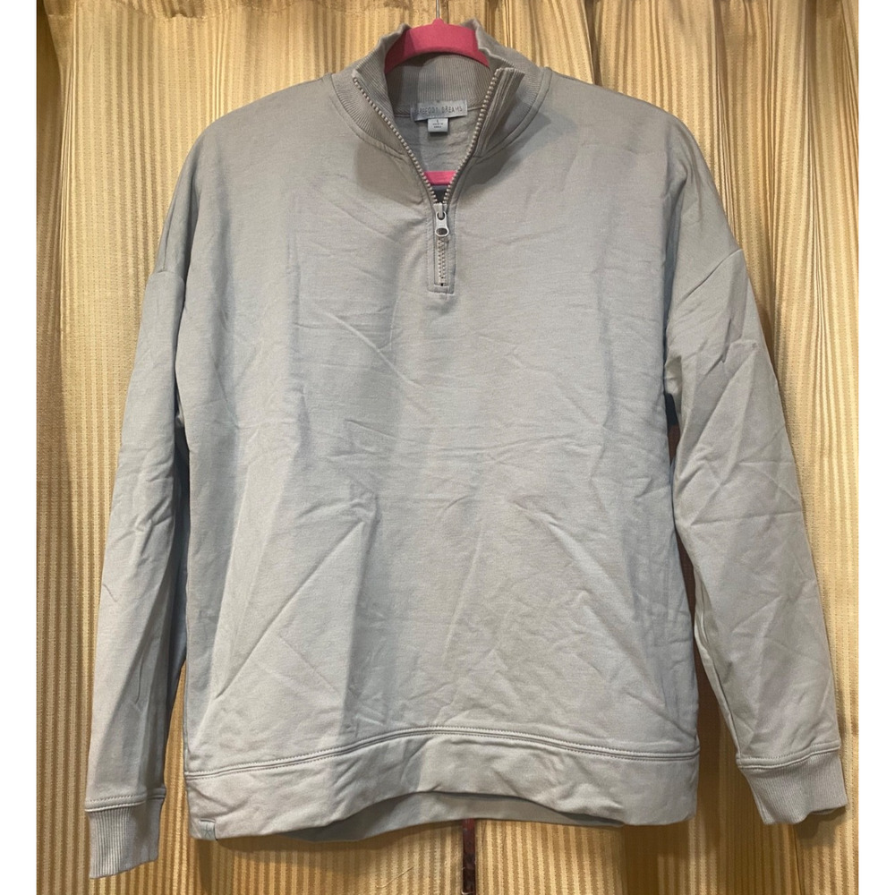Barefoot Dreams Gray 1/4 Zip Pullover Sweatshirt Large Women